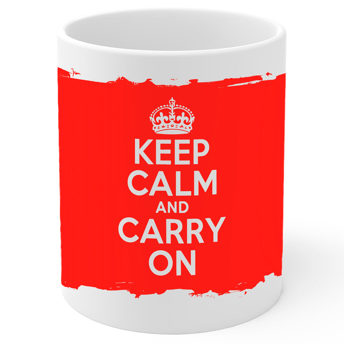 Keep Calm and Carry On Coffee Mug 11oz — White Ceramic British Mug