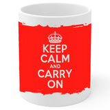 Keep Calm and Carry On Coffee Mug 11oz — White Ceramic British Mug 1
