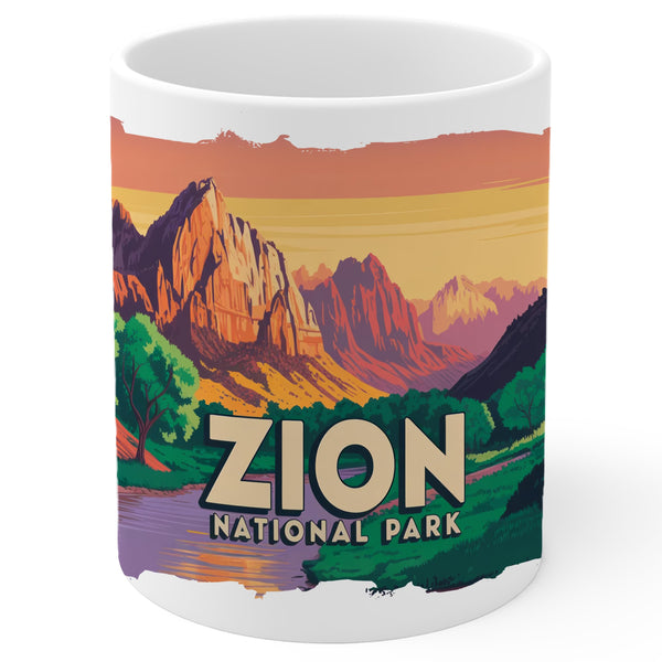Zion National Park Utah Mug 11oz — White Ceramic Souvenir Coffee Mug
