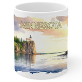 Minnesota State Coffee Mug 11oz — White Ceramic Land of 10000 Lakes Mug 1