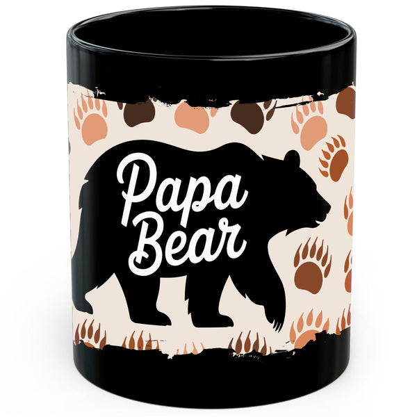 Papa Bear Mug 11oz — Black Ceramic Father Dad Coffee Mug