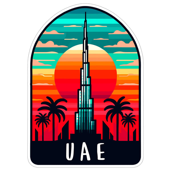 United Arab Emirates UAE Sticker 4 Inch City Travel Souvenir Destination - Waterproof Vinyl Decal for Laptop Water Bottle Car Tumbler - Durable Aesthetic Long-Lasting Stickers for Adults ID44990