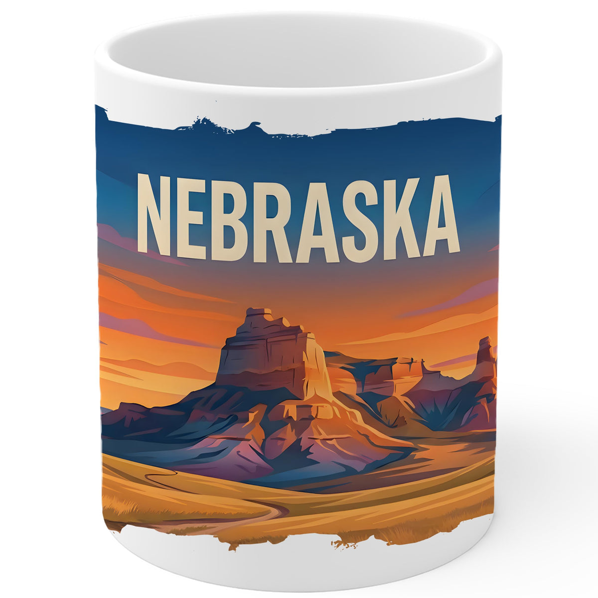 Nebraska State Mug 11oz — White Ceramic Good Life State NE Coffee Mug