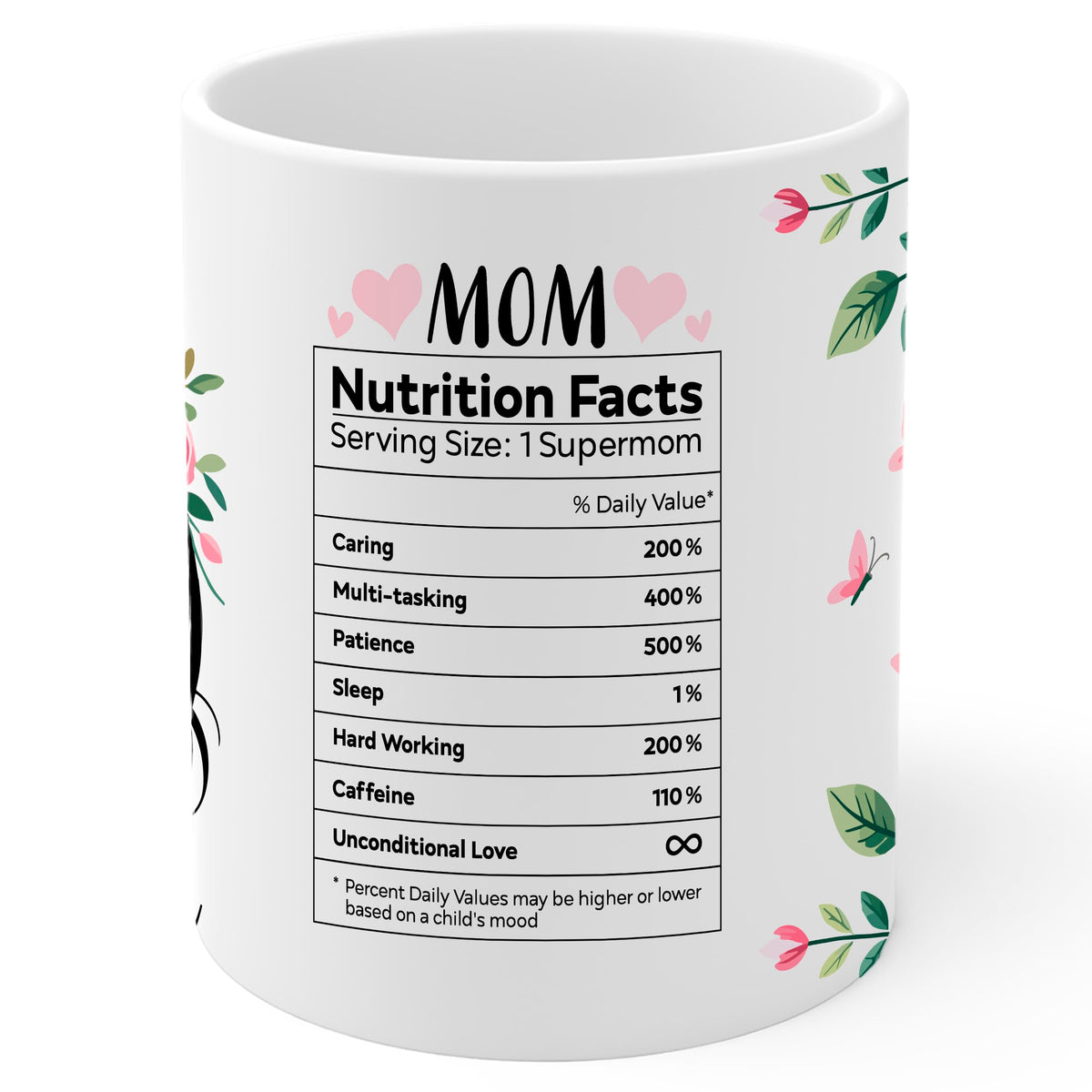 Mom Nutrition Facts Mug 11oz — White Ceramic Funny Mother Gift Mug