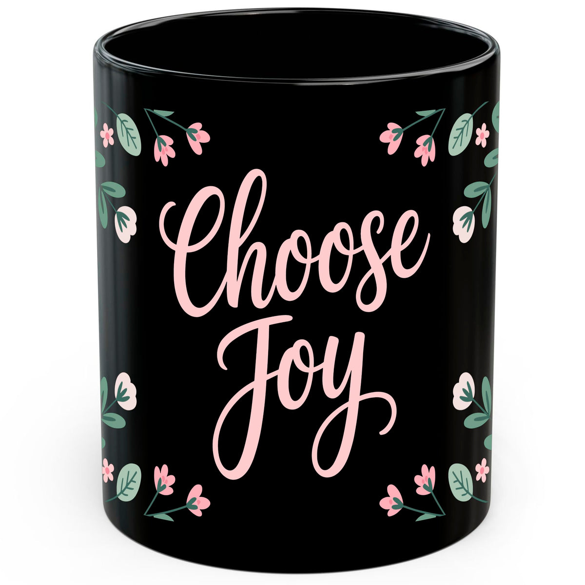 Choose Joy Mug 11oz — Black Ceramic Positive Quote Coffee Mug