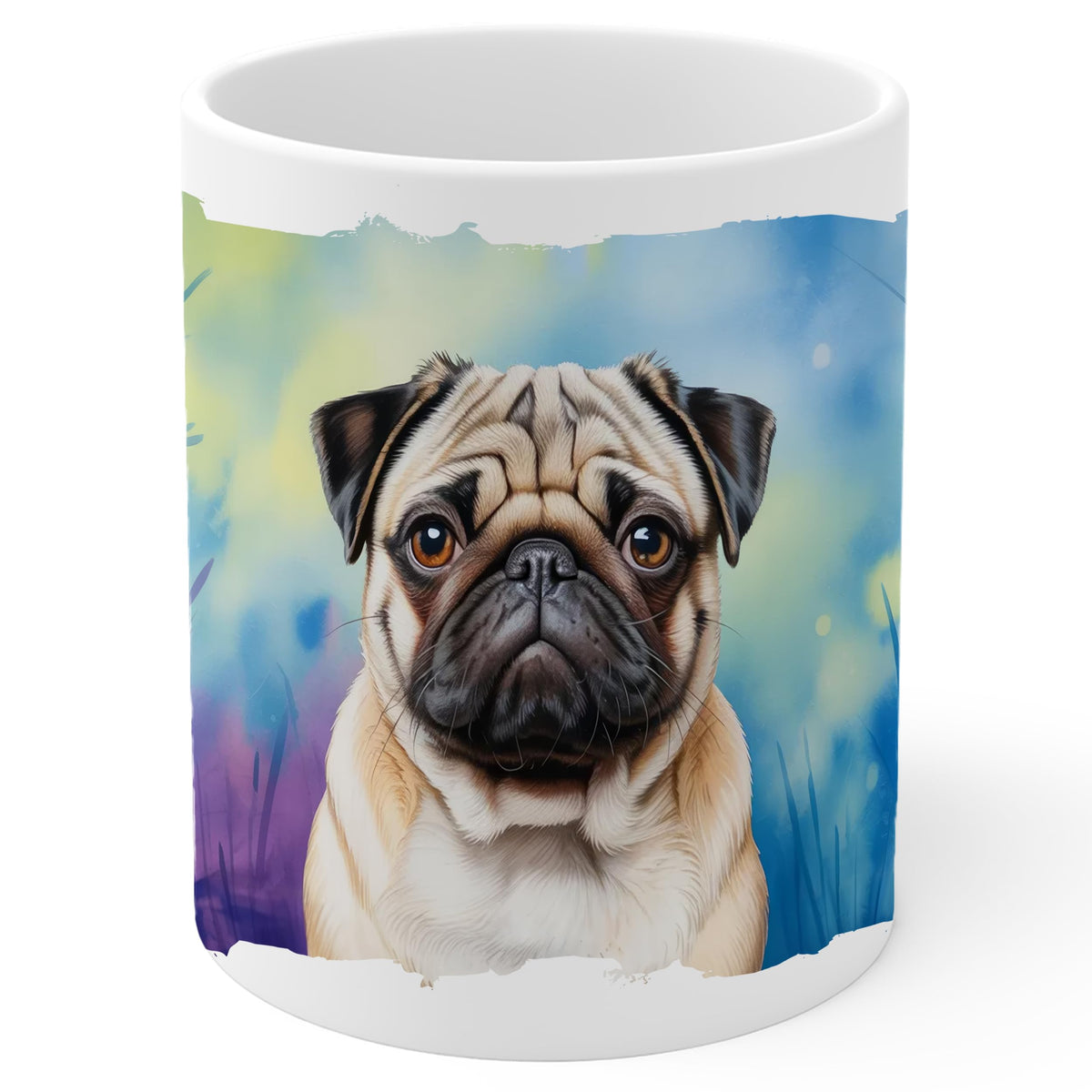 Pug Coffee Mug 11oz — Ceramic Wrinkled Pug Dog Gift Mug for Pug Owners