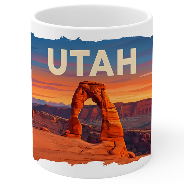 Utah State Coffee Mug 11oz — White Ceramic Beehive State Souvenir Mug