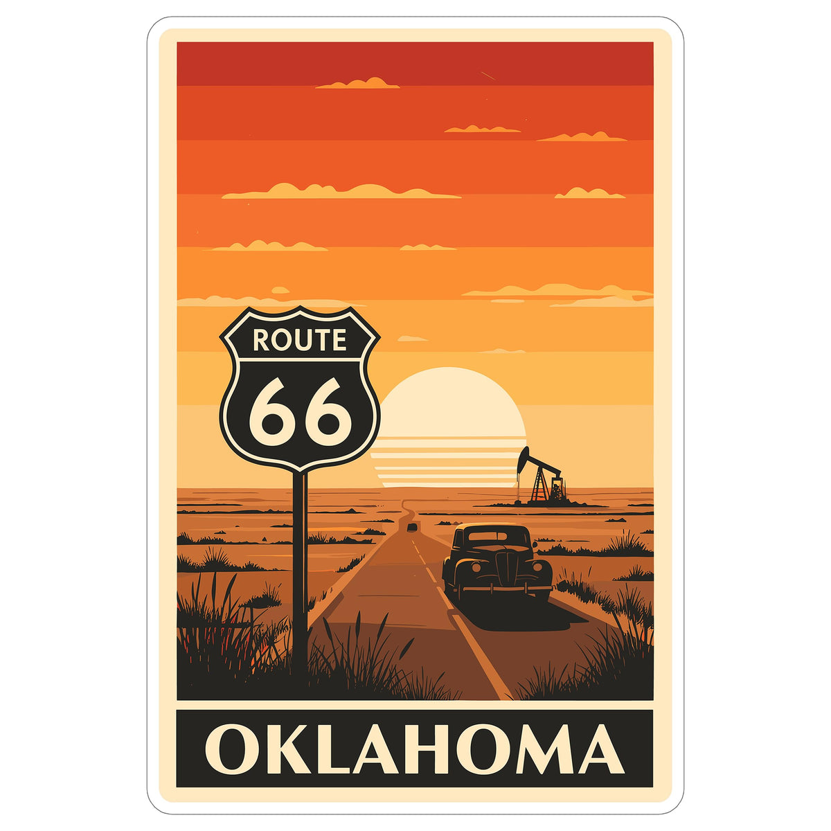 Oklahoma State Sticker 4 Inch - Waterproof Vinyl Decal for Laptop Water Bottle Car Tumbler - Durable Aesthetic Long-Lasting Stickers for Adults ID44990