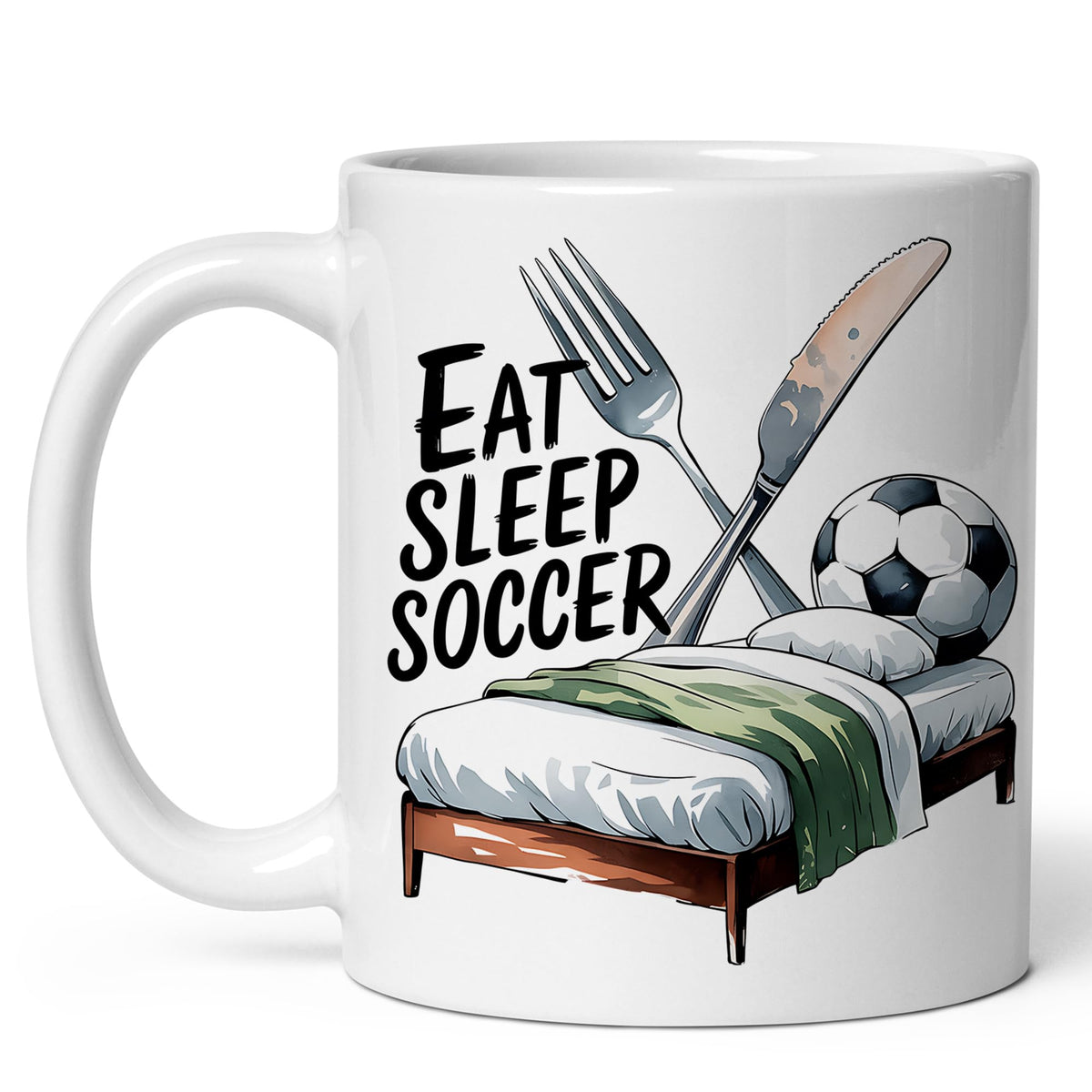 Eat Sleep Soccer Coffee Mug 11oz — Ceramic Soccer Lover Gift Mug