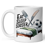 Eat Sleep Soccer Coffee Mug 11oz — Ceramic Soccer Lover Gift Mug 1