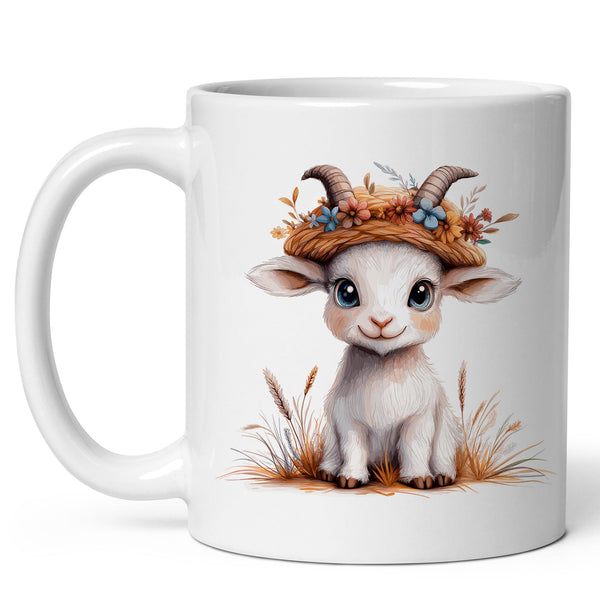 Goat Coffee Mug 11oz — Ceramic Kid Capra Horn Farm Gift Mug
