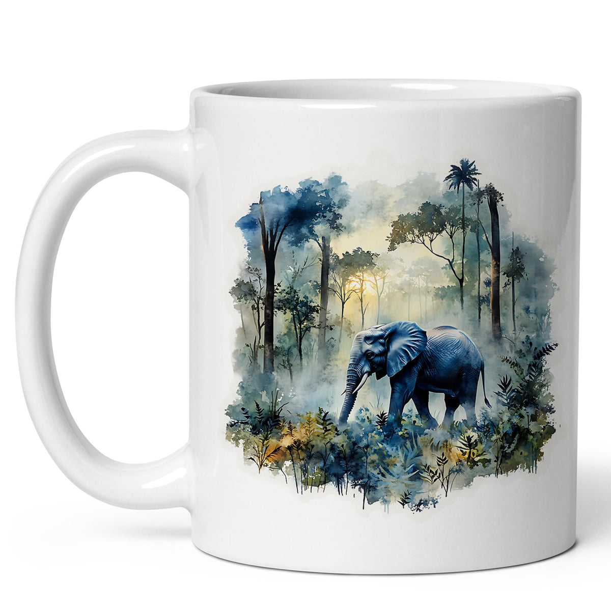 Elephant Coffee Mug 11oz — Ceramic Pachyderm Jumbo Wildlife Gift Mug