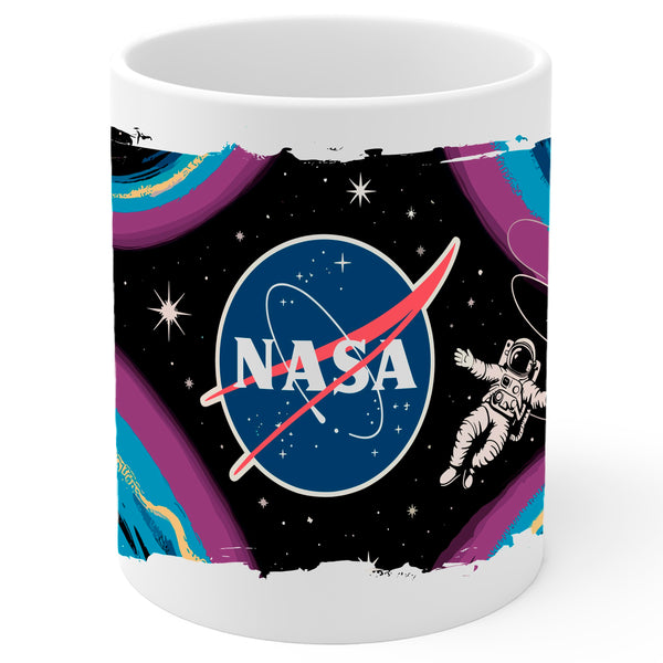 Space Astronaut Coffee Mug 11oz — White Ceramic Rocket Mug for Space Lovers