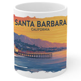 Santa Barbara California Mug 11oz — White Ceramic American Riviera Coffee Mug 1