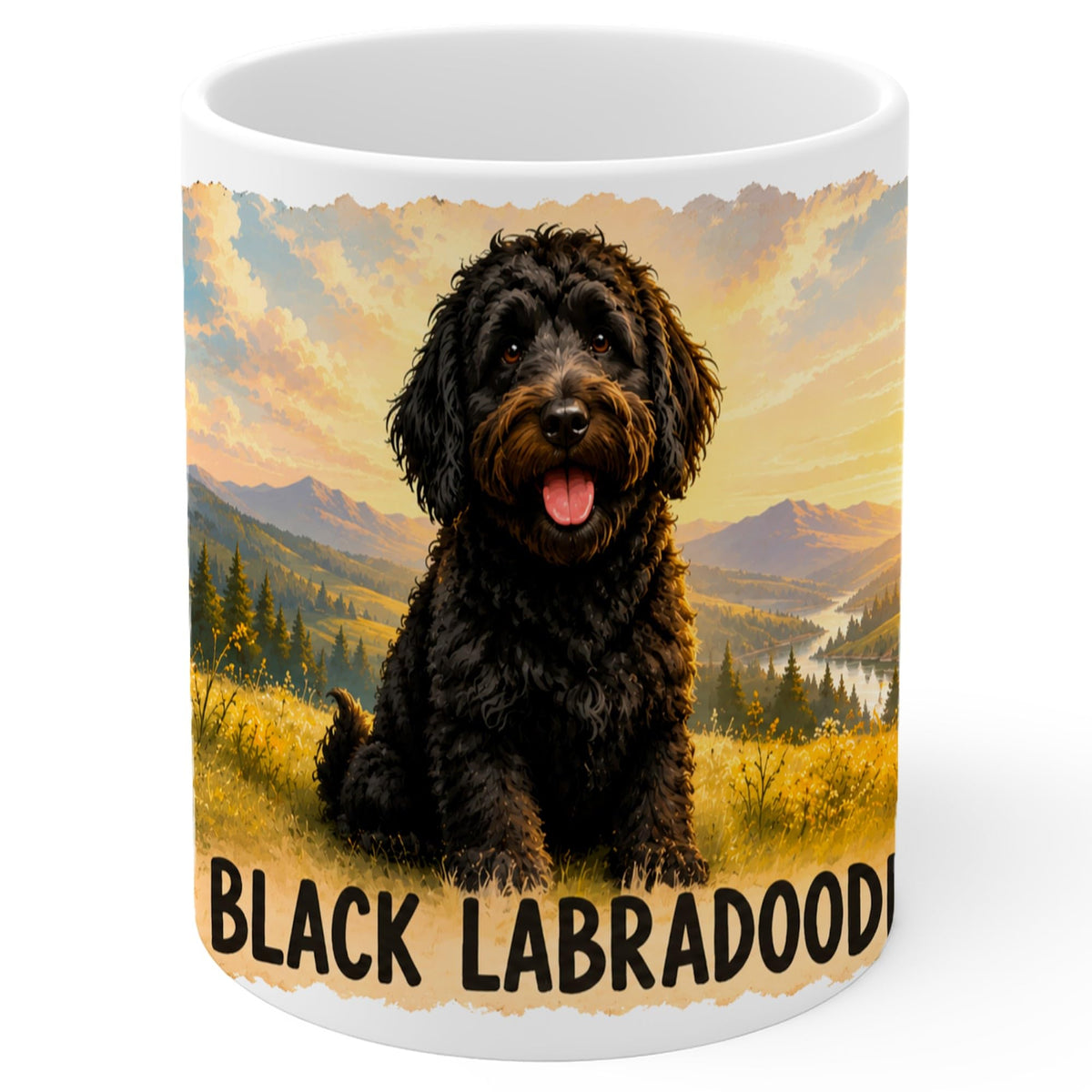 Black Lab / Black Labradoodle Mug 11oz — White Ceramic Coffee Mug
