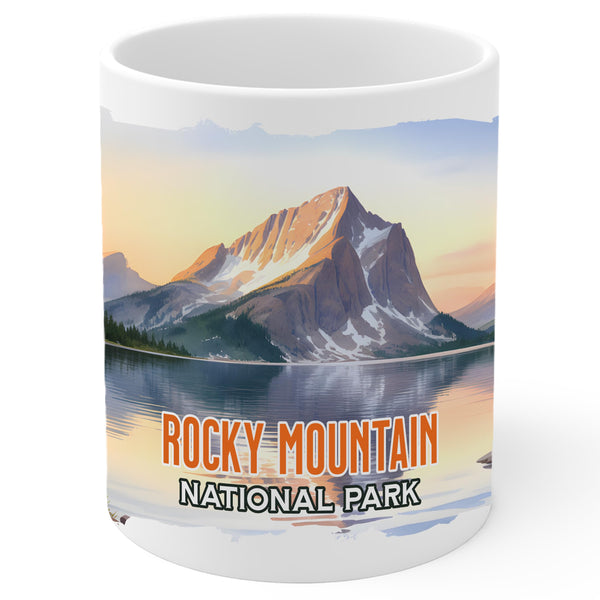 Rocky Mountain National Park Mug 11oz — White Ceramic Alpine Peak Mug