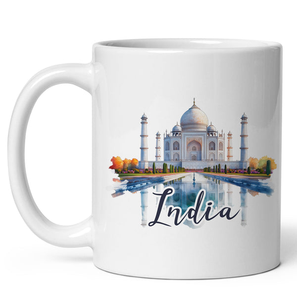 India Coffee Mug 11oz — White Ceramic Land of a Thousand Faces Mug