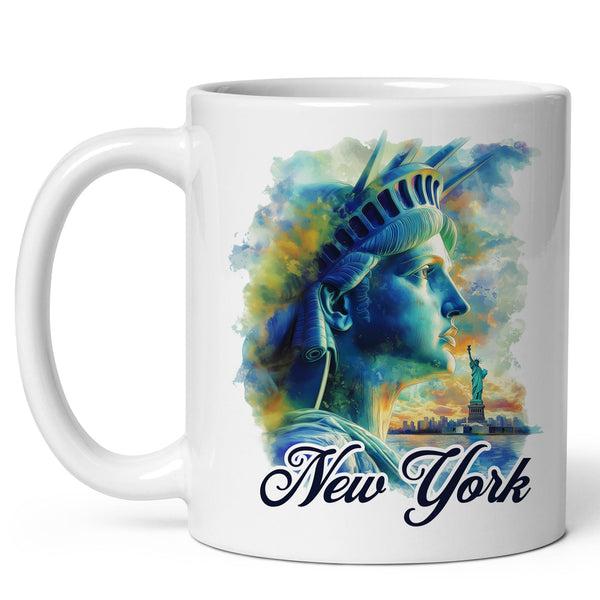 Statue of Liberty New York Coffee Mug 11oz — White Ceramic Empire State Mug