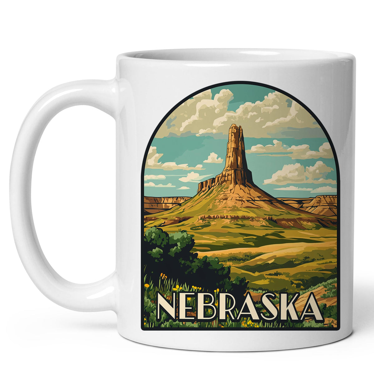 Nebraska State Coffee Mug 11oz — White Ceramic Cornhusker State Mug