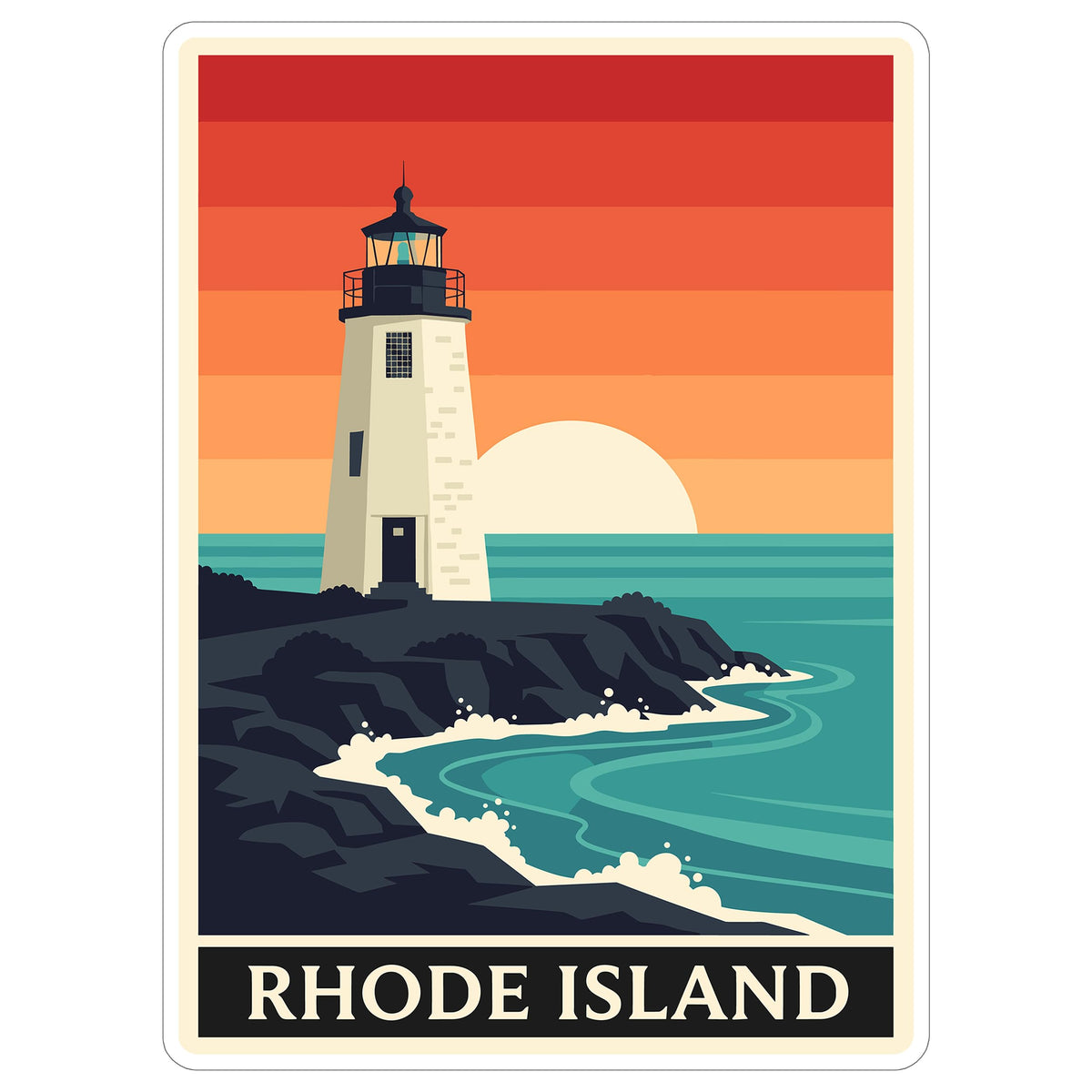 Rhode Island State Sticker 4 Inch - Waterproof Vinyl Decal for Laptop Water Bottle Car Tumbler - Durable Aesthetic Long-Lasting Stickers for Adults ID44990