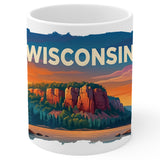 Wisconsin State Coffee Mug 11oz — White Ceramic Badger State Souvenir 1