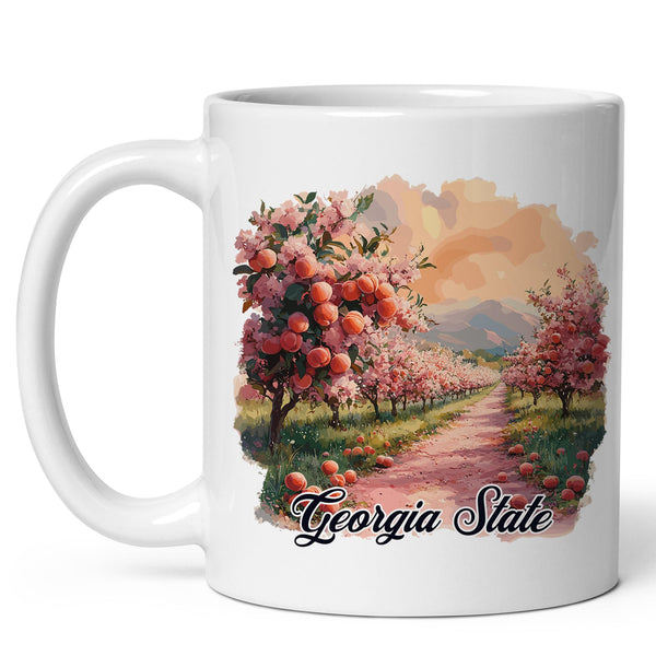 Georgia State Mug 11oz — White Ceramic Peach State GA Coffee Mug