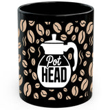Pot Head Mug 11oz — Black Ceramic Plant Lover Pun Coffee Mug 1