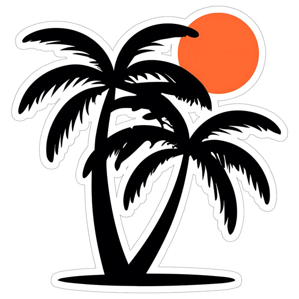 Black Palm Tree Sticker 4 Inch — Waterproof Vinyl Decal Tropical Beach Vacation