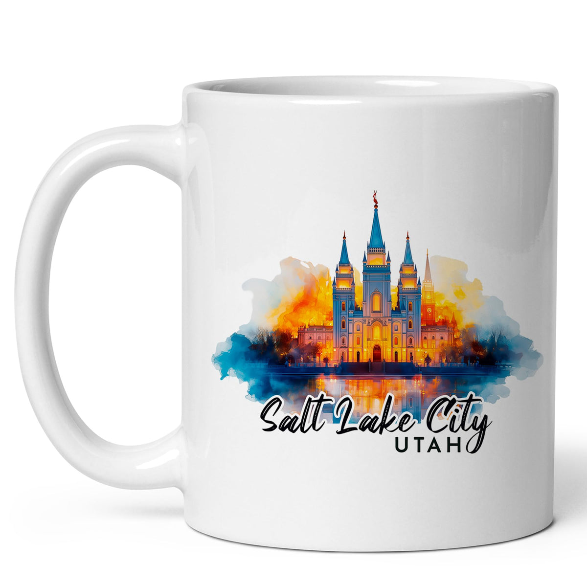 Salt Lake City Utah Coffee Mug 11oz — White Ceramic Crossroads of the West Mug