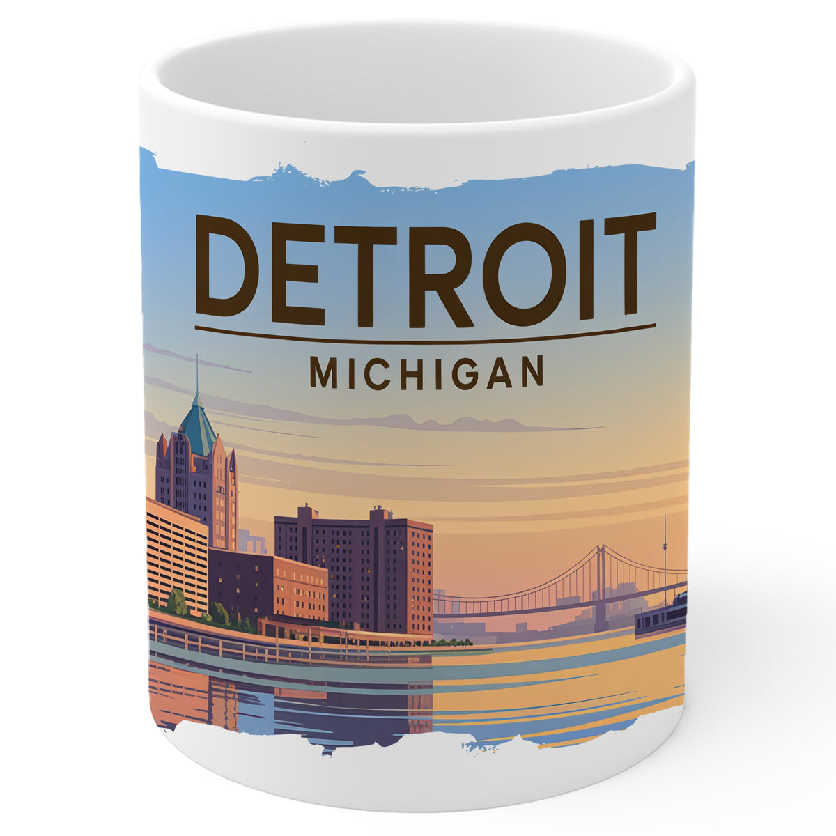 Detroit Michigan Coffee Mug 11oz — White Ceramic Motor City Mug