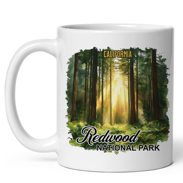 Redwood National Park Mug 11oz — White Ceramic Giant Trees Forest Mug
