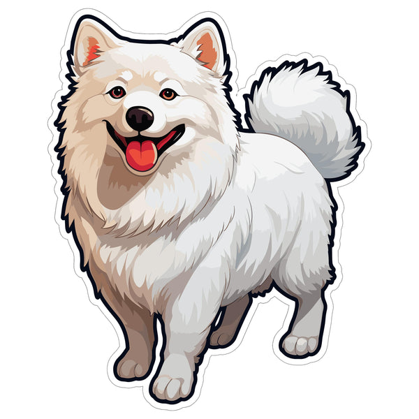 American Eskimo Dog Sticker 4 Inch — Waterproof Vinyl Decal Eskie Spitz Fluffy