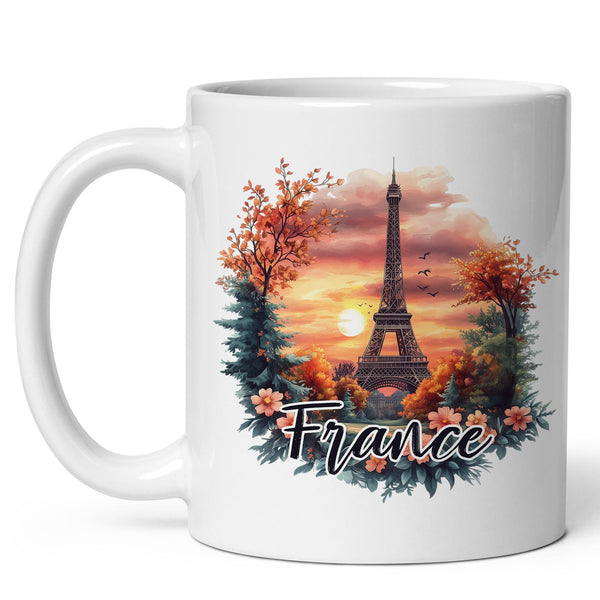 France Coffee Mug 11oz — White Ceramic European Heritage Mug