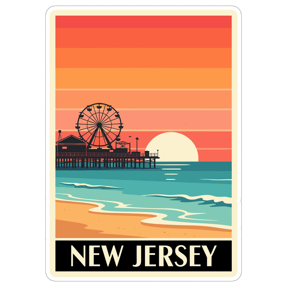 New Jersey State Sticker 4 Inch - Waterproof Vinyl Decal for Laptop Water Bottle Car Tumbler - Durable Aesthetic Long-Lasting Stickers for Adults ID44990
