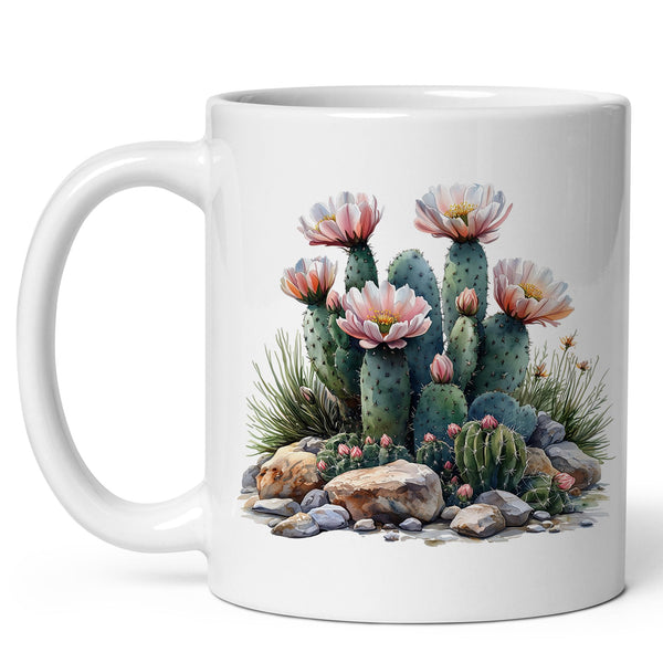 Cute Cactus Coffee Mug 11oz — White Ceramic Plant Lover Gift Mug