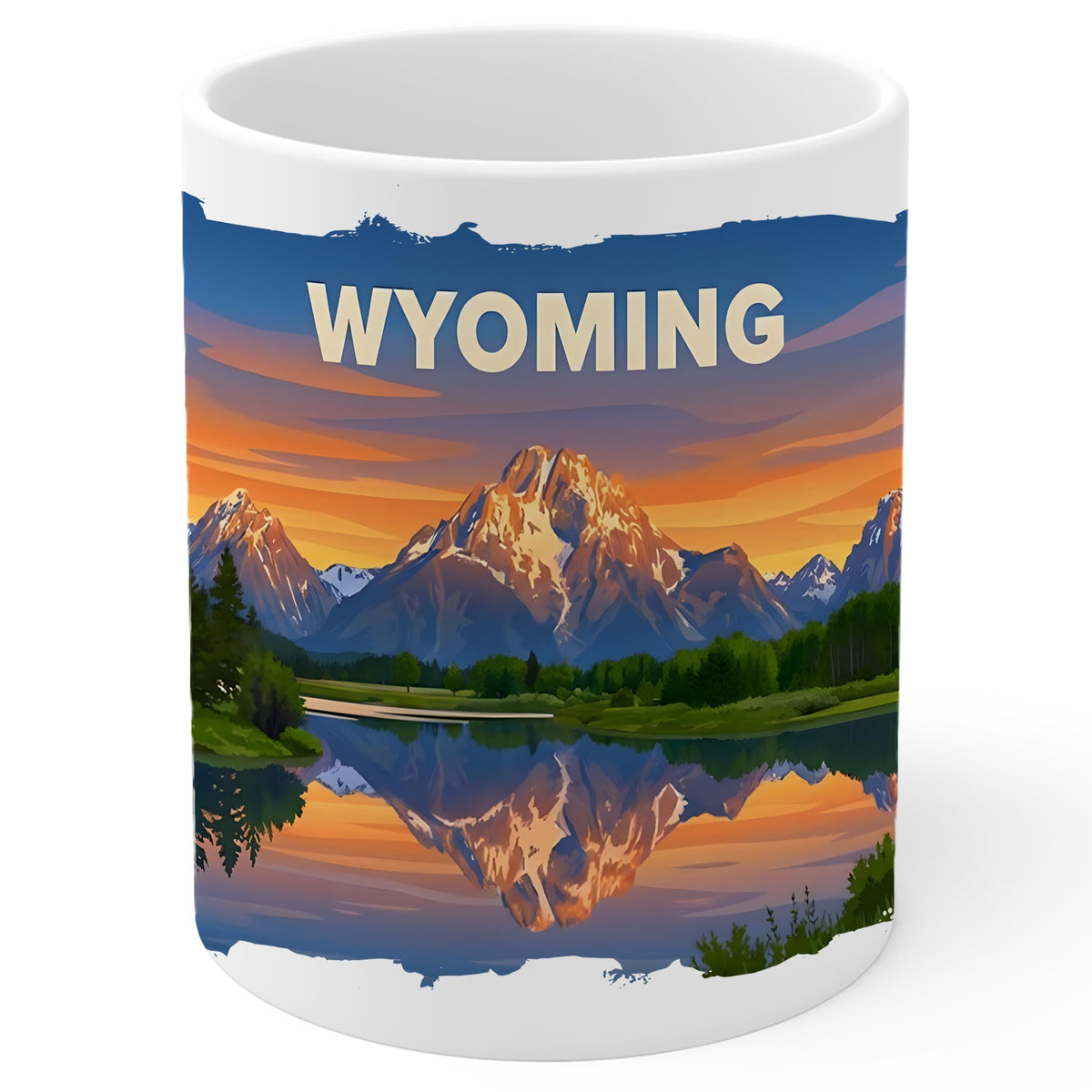 Wyoming State Coffee Mug 11oz — White Ceramic Cowboy State Souvenir Mug