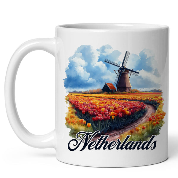 Netherlands Coffee Mug 11oz — White Ceramic Dutch Heritage Mug