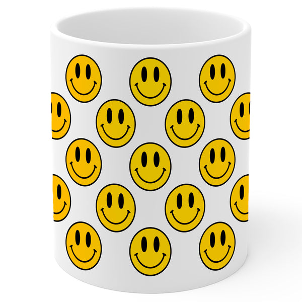 Smiling Face Mug 11oz — White Ceramic Happy Emoji Coffee Mug