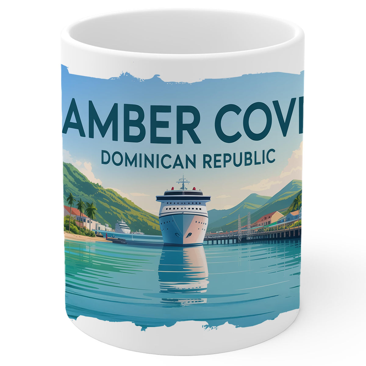 Amber Cove Dominican Republic Mug 11oz — White Ceramic Travel Mug