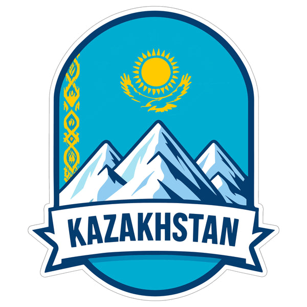 Kazakhstan Sticker 4 Inch City Travel Souvenir Destination - Waterproof Vinyl Decal for Laptop Water Bottle Car Tumbler - Durable Aesthetic Long-Lasting Stickers for Adults ID44990