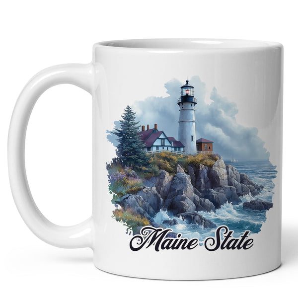 Maine State Coffee Mug 11oz — White Ceramic Pine Tree State Mug