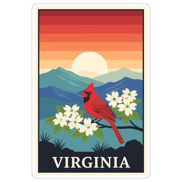 Virginia State Sticker 4 Inch - Waterproof Vinyl Decal for Laptop Water Bottle Car Tumbler - Durable Aesthetic Long-Lasting Stickers for Adults ID44990