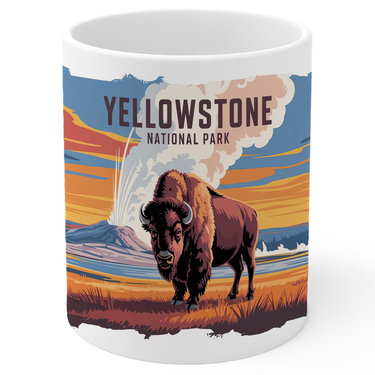 Yellowstone National Park Mug 11oz — White Ceramic Old Faithful Coffee Mug