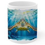 Sea Turtle Coffee Mug 11oz — Ceramic Chelonia Ocean Shell Gift Mug 1
