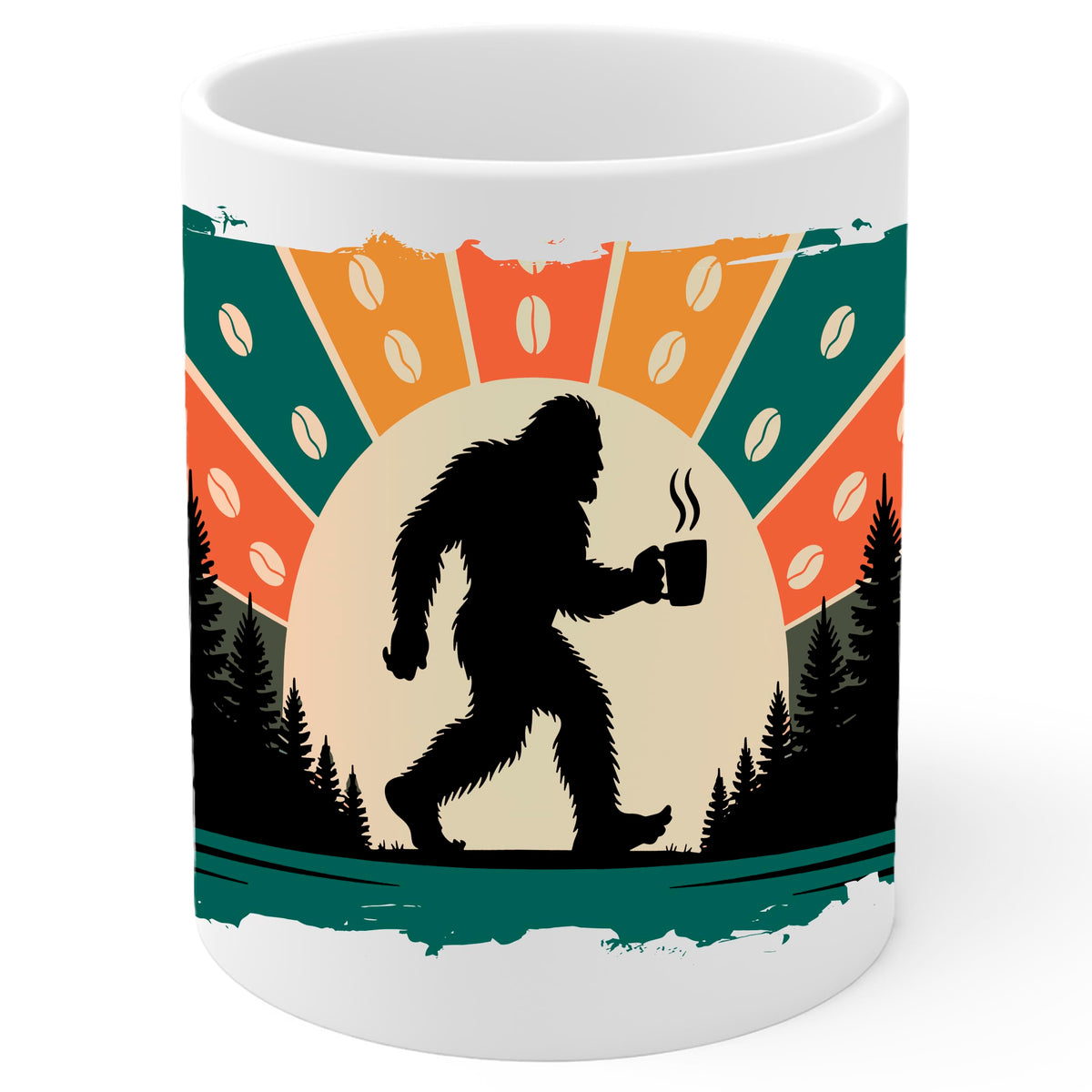 Bigfoot Coffee Mug 11oz — White Ceramic Sasquatch Cryptid Funny Mug