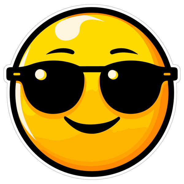Sunglasses Emoji Sticker 4 Inch — Waterproof Vinyl Decal Cool Smiley Shades