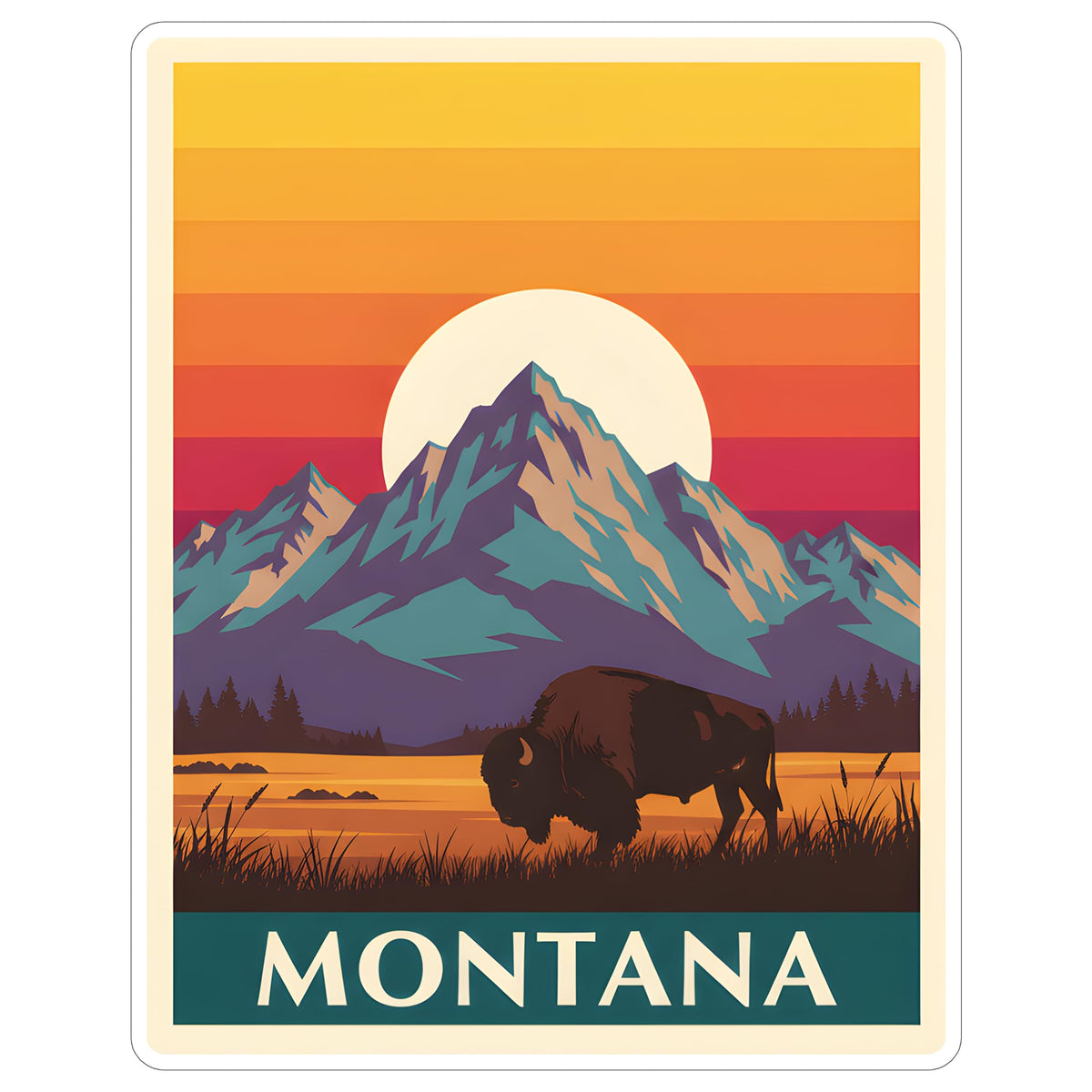 Montana State Sticker 4 Inch - Waterproof Vinyl Decal for Laptop Water Bottle Car Tumbler - Durable Aesthetic Long-Lasting Stickers for Adults ID44990