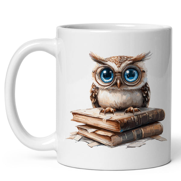 Owl Mug 11oz — White Ceramic Wise Forest Bird Coffee Mug