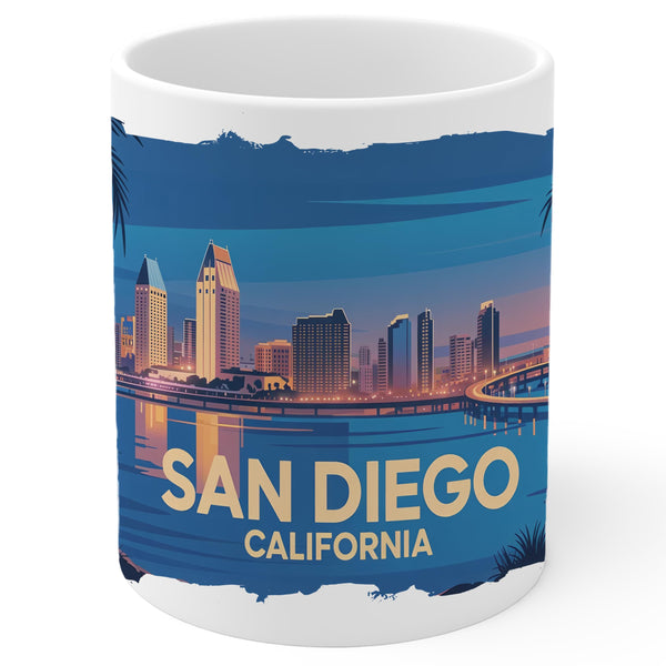 San Diego California Mug 11oz — White Ceramic America's Finest City Coffee Mug