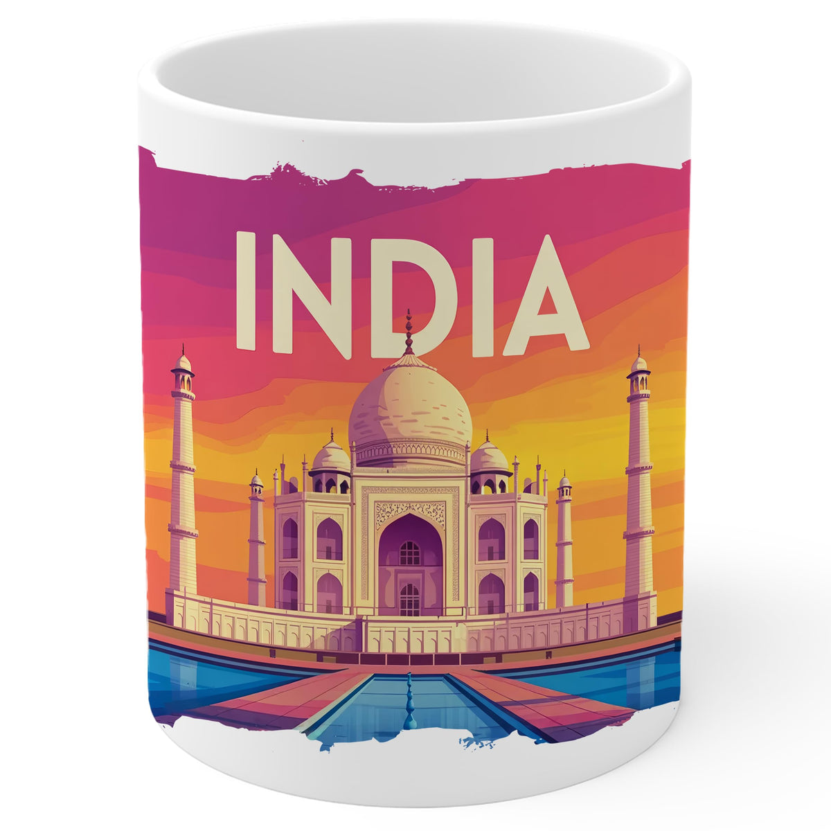 India Coffee Mug 11oz — White Ceramic Land of a Thousand Faces Mug